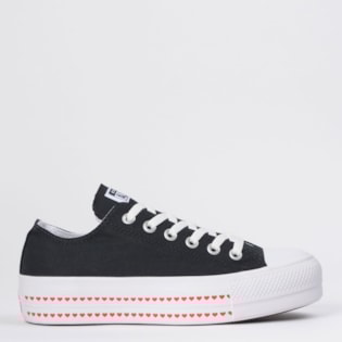 Tênis Converse Chuck Taylor All Star Love Fearlessly Platform Lift Ox Preto Vermelho CT13590001 Tênis Converse Chuck Taylor All Star Love Fearlessly Platform Lift Ox Preto Vermelho CT13590001