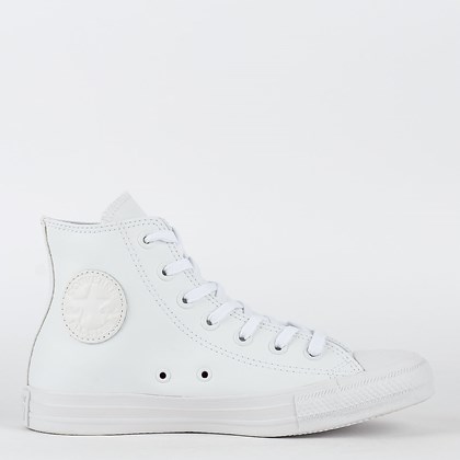 Tênis Converse Chuck Taylor All Star Monochrome Leather Hi Branco Branco CT08250001