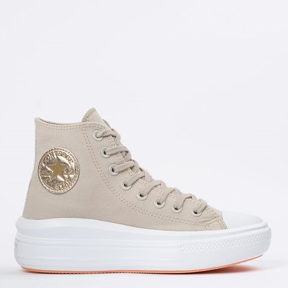 Tênis Converse Chuck Taylor All Star Move Hi Authentic Glam Bege Claro Ouro Claro CT16220001