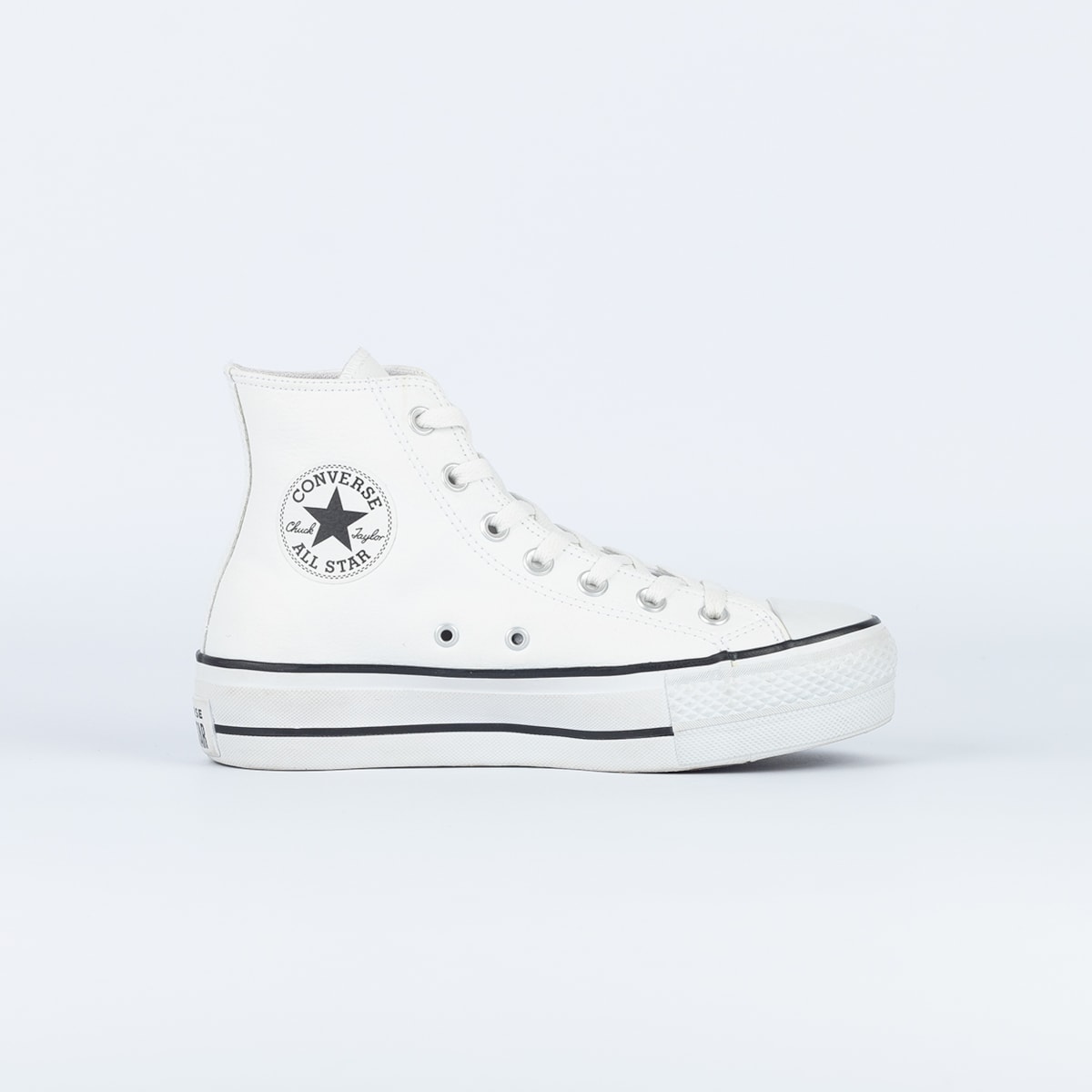 Cano All Star Branco Listra Preta Tênis Converse Chuck Taylor All