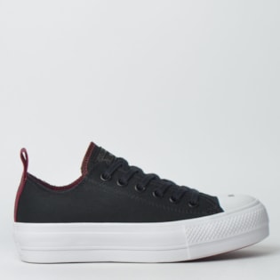 Tênis Converse Chuck Taylor All Star Platform Lift Ox Preto Bordo CT12900002 Tênis Converse Chuck Taylor All Star Platform Lift Ox Preto Bordo CT12900002