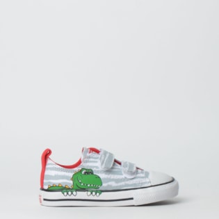 Tênis Converse Kids Chuck Taylor All Star 2V Ox Branco Vermelho CK07250001 Tênis Converse Kids Chuck Taylor All Star 2V Ox Branco Vermelho CK07250001