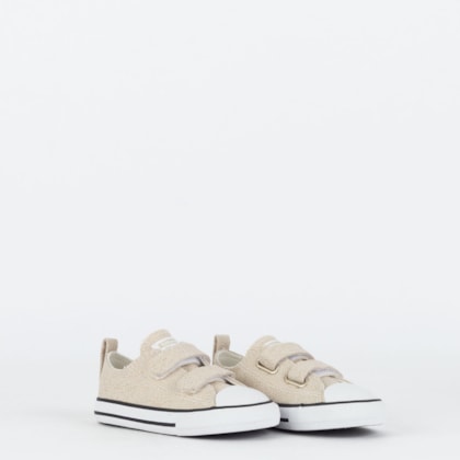 Tênis Converse Kids Chuck Taylor All Star 2V Ox Material Shine Amendoa Ouro Claro CK12040001