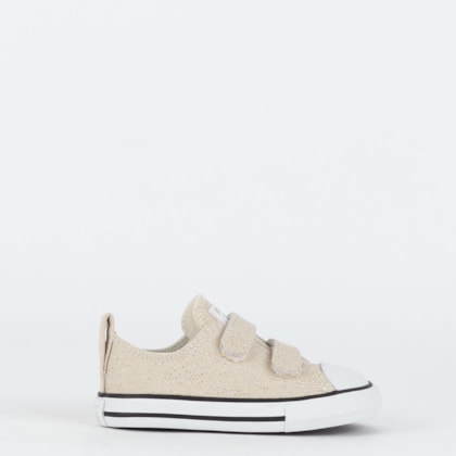 Tênis Converse Kids Chuck Taylor All Star 2V Ox Material Shine Amendoa Ouro Claro CK12040001