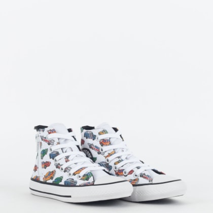 Tênis Converse Kids Chuck Taylor All Star Hi Cars Branco Vermelho CK10700001