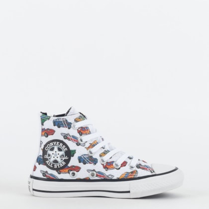 Tênis Converse Kids Chuck Taylor All Star Hi Cars Branco Vermelho CK10700001