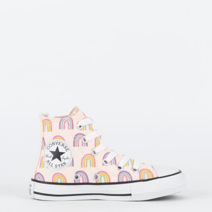 Tênis Converse Kids Chuck Taylor All Star Hi Rainbows Rosa Pink Branco CK10810001