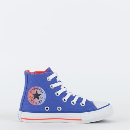 Tênis Converse Kids Chuck Taylor All Star Hi Seasonal Plus Azul Chama Laranja CK10070007