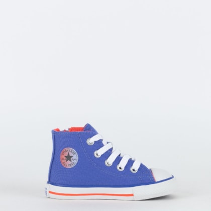 Tênis Converse Kids Chuck Taylor All Star Hi Seasonal Plus Azul Chama Laranja CK11020001