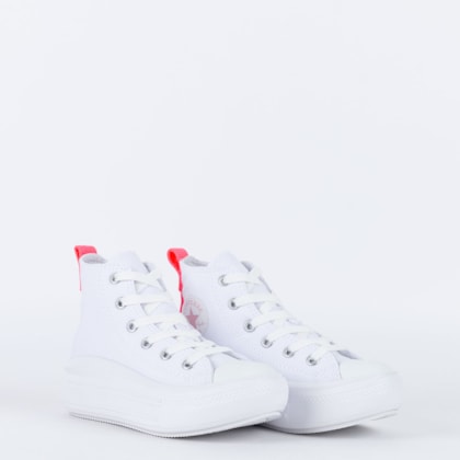 Tênis Converse Kids Chuck Taylor All Star Move Hi Branco Rosa Neon Ck10200002