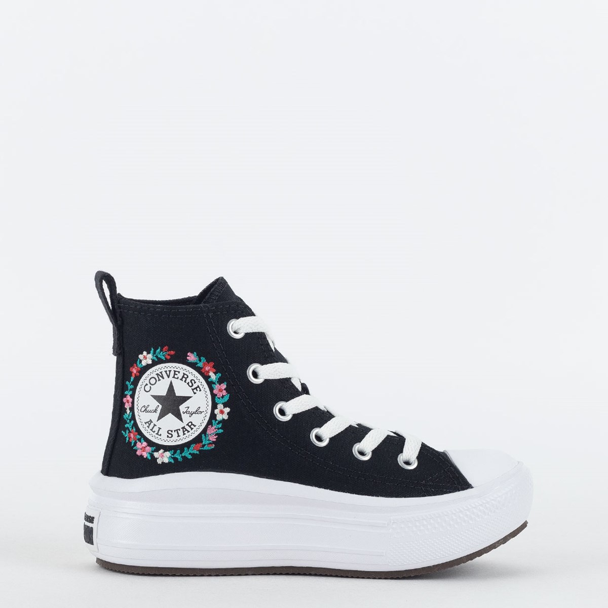 Tênis All Star Feminino Converse Bordado Flor - PRETO/BRANCO - CT25620002