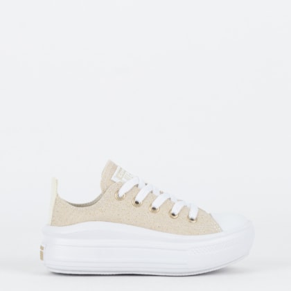 Tênis Converse Kids Chuck Taylor All Star Move Ox Material Shine Amendoa Ouro Claro CK11840001