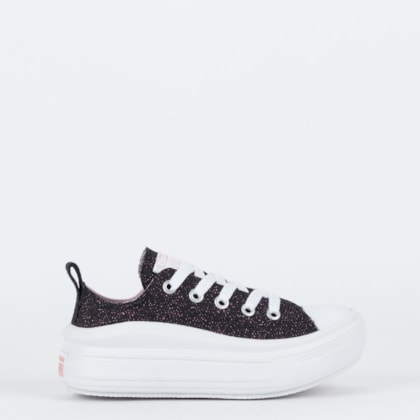 Tênis Converse Kids Chuck Taylor All Star Move Ox Material Shine Preto Rosa Claro CK11840002