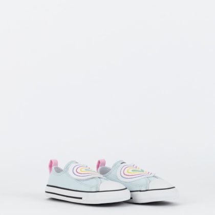 Tênis Converse Kids Chuck Taylor All Star One Strap Ox Happy Hearts Azul Claro CK11780001