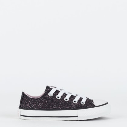 Tênis Converse Kids Chuck Taylor All Star Ox Material Shine Preto Rosa Claro CK11880002