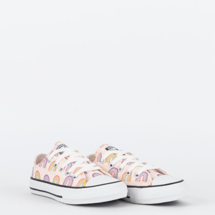 Tênis Converse Kids Chuck Taylor All Star OX Rainbows Rosa Pink Branco CK10820001