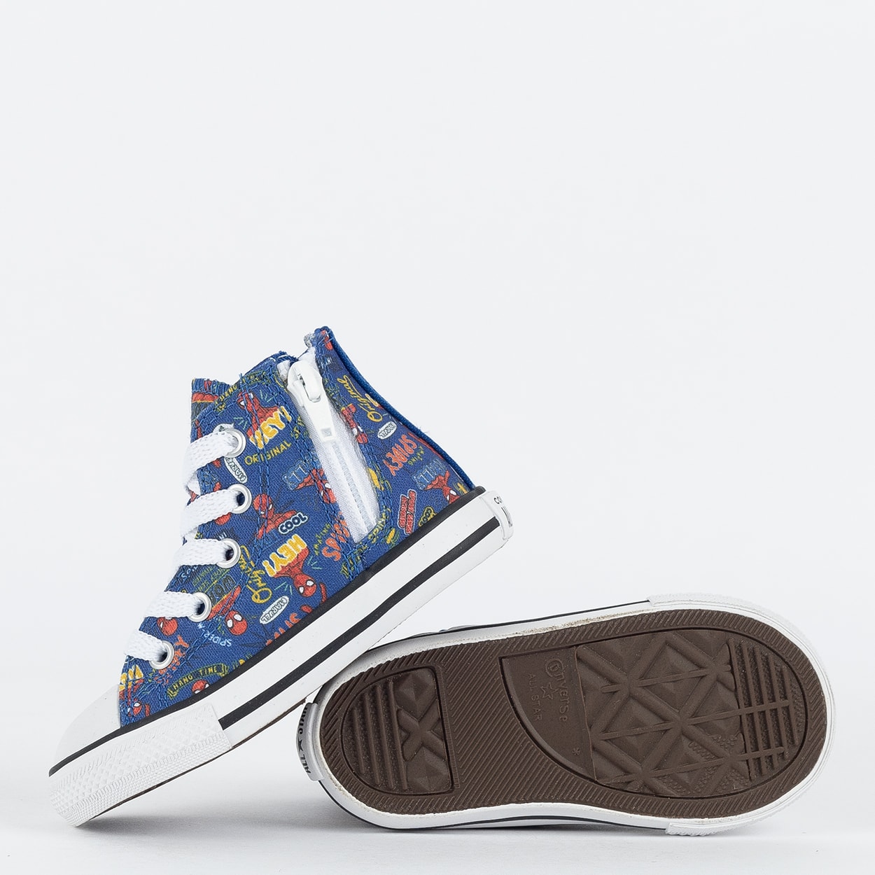 Tênis Converse Kids Ct As Side Zip Hi Disney Homem Aranha Azul
