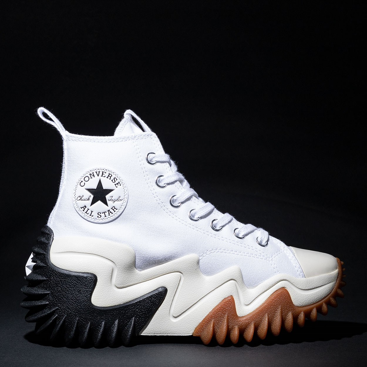 Tênis Converse Run Star Motion Hi Canvas Platform White Black Gum