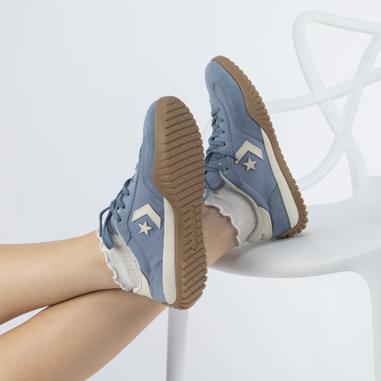 Tênis Converse Run Star Trainer Ox Seasonal Cinza Azulado Amendoa