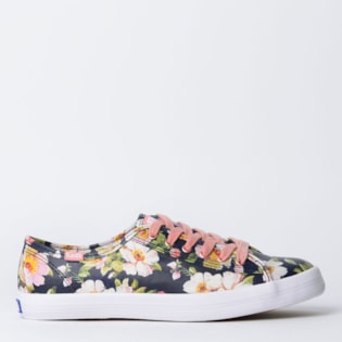 Tênis Keds Kickstart Floral Leather Preto Rosa KD1303672 Tênis Keds Kickstart Floral Leather Preto Rosa KD1303672