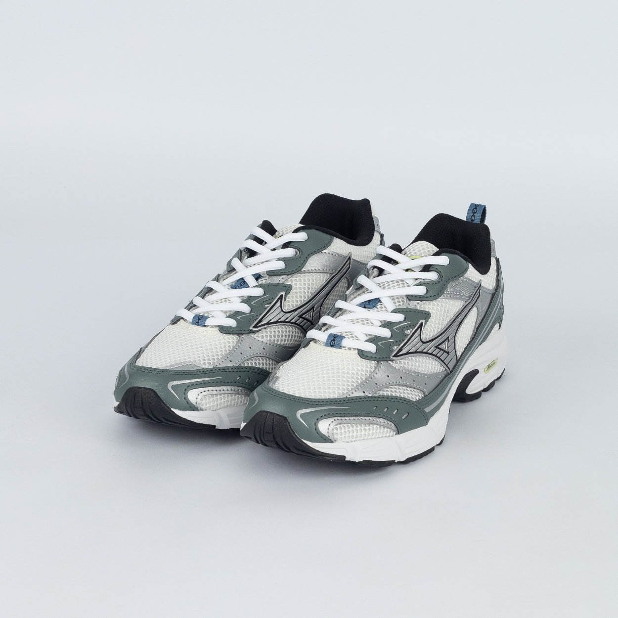 まさ02 Tênis Mizuno MZR LS Original Branco Prata Verde 102034003BCPAVD
