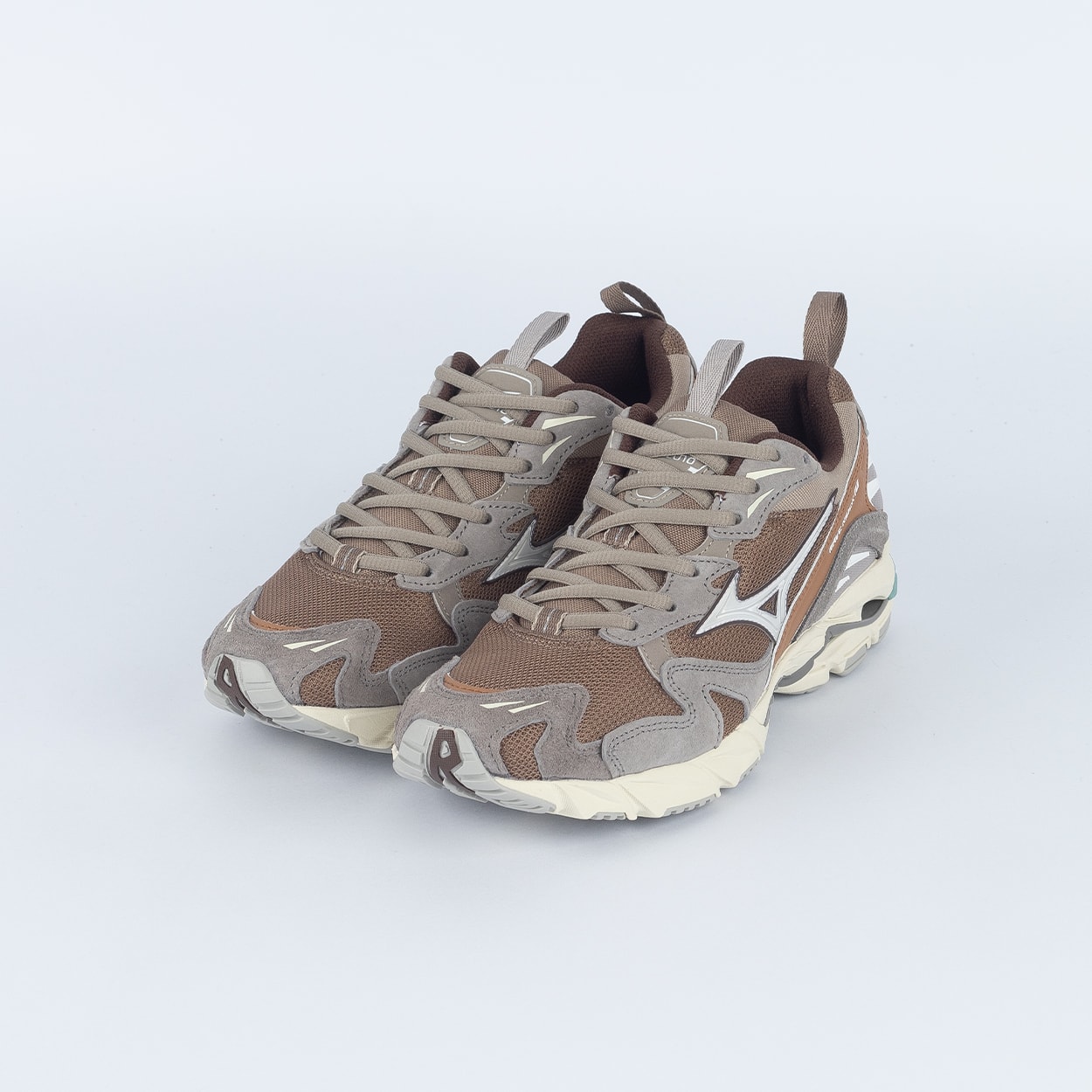 Tênis Mizuno Wave Rider 10 Premium Fossil Branco Canela
