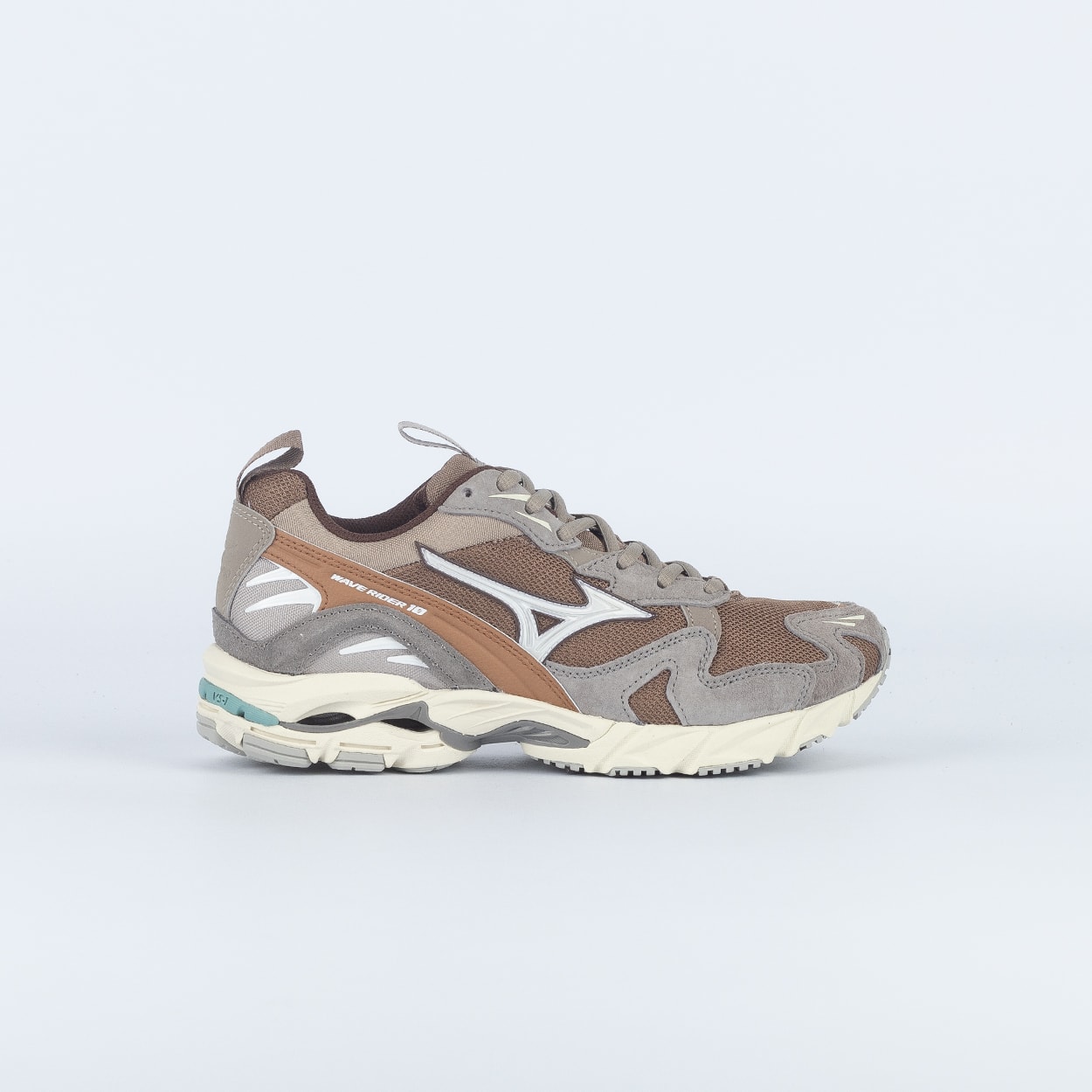 Tênis Mizuno Wave Rider 10 Premium Fossil Branco Canela