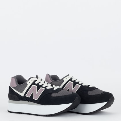 Tênis New Balance 574+ Black Mid Century Pink WL574ZAK