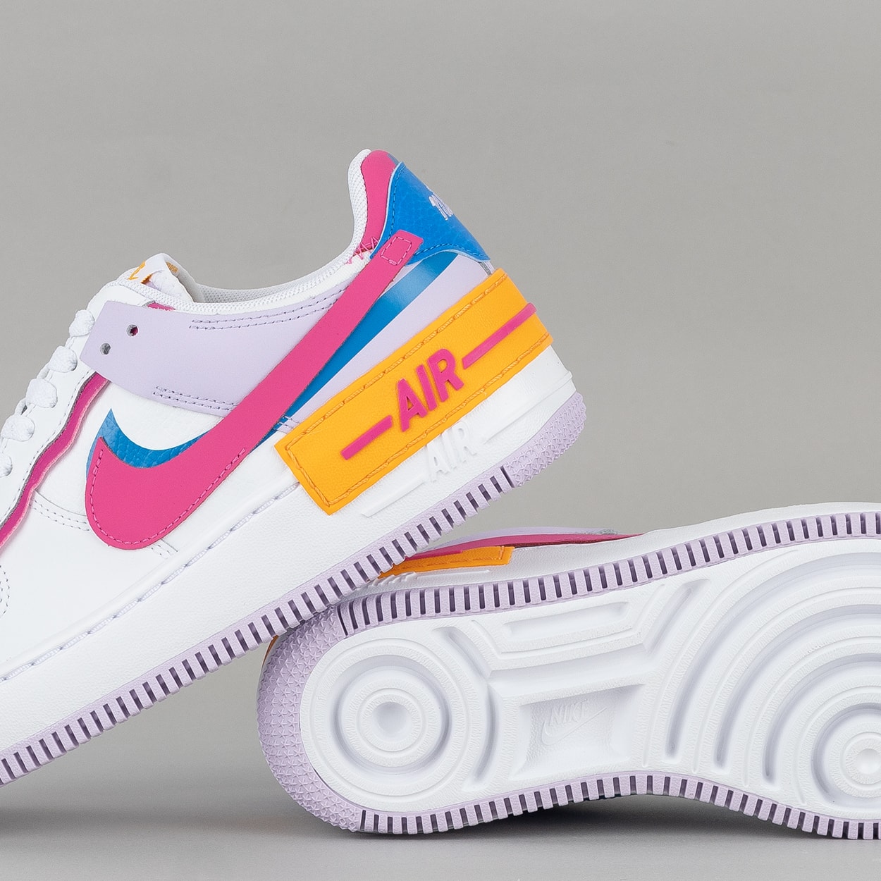 nike air force 1 double layering shadow white pink purple
