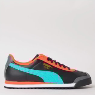 Tênis Puma Roma Basic Black Blue Turquoise 36957104 Tênis Puma Roma Basic Black Blue Turquoise 36957104