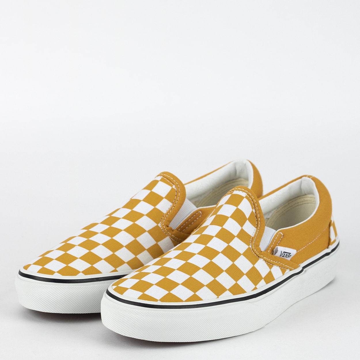 vans checkered slip on yellow