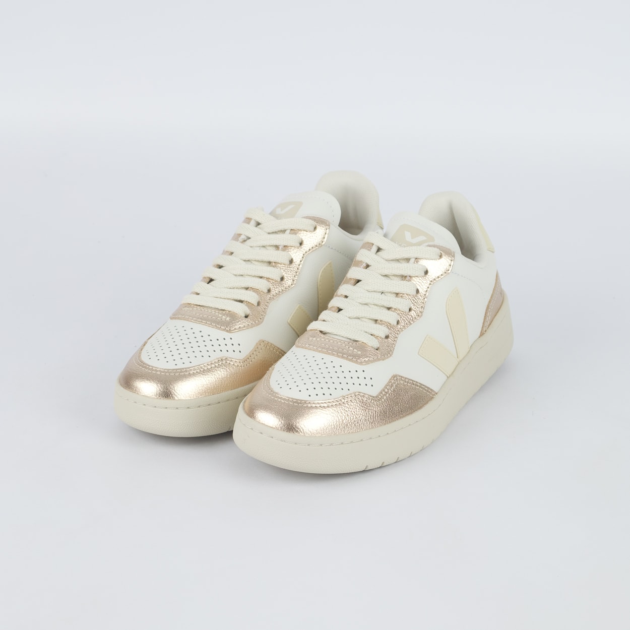 Tênis Veja V-90 O.T. Leather White Calcaire Platine VD2021362