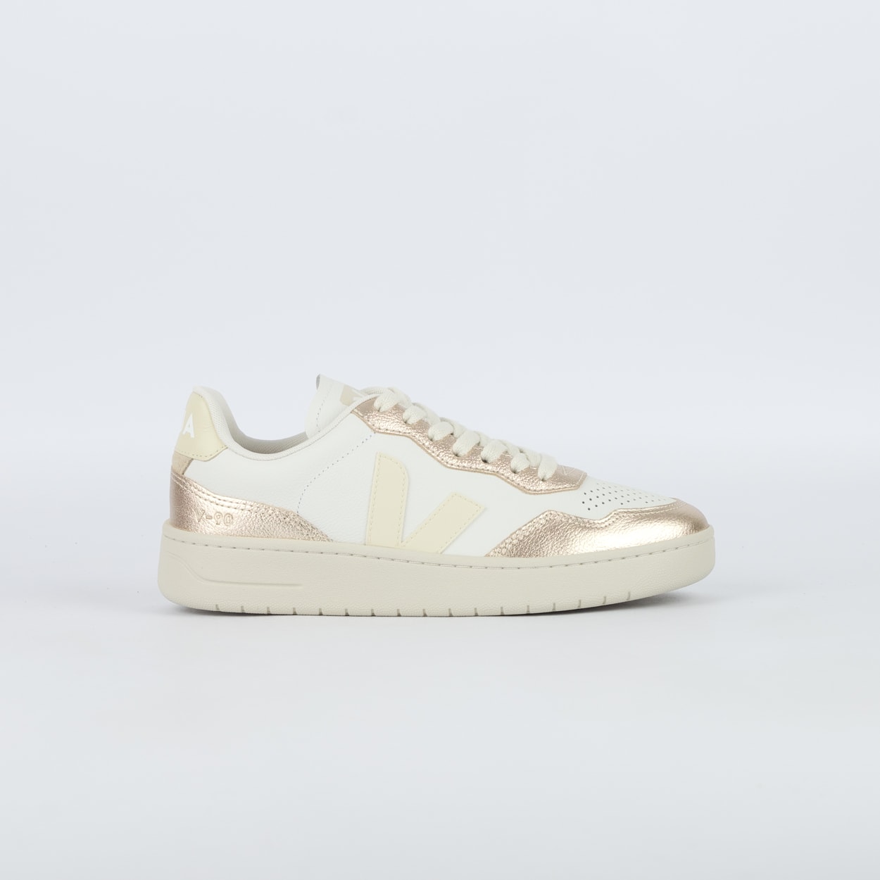 Tênis Veja V-90 O.T. Leather White Calcaire Platine VD2021362