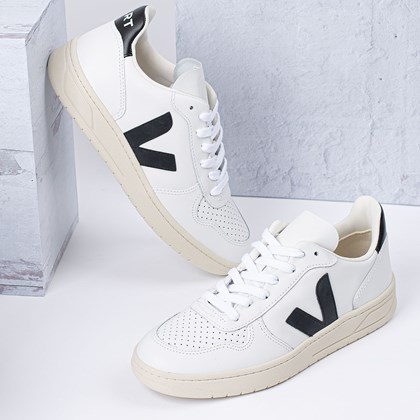 Tênis Vert Shoes V-10 Leather Extra White Black VX020005