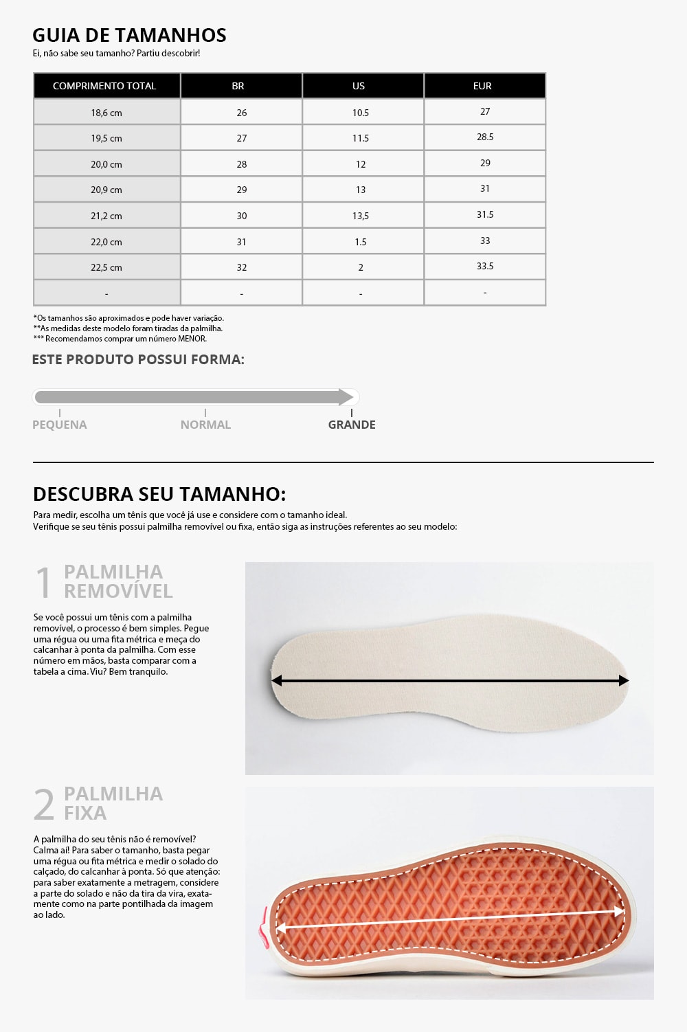 tabela de medidas Chuck Taylor All Star