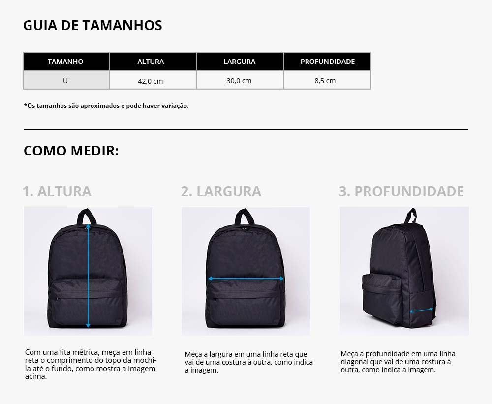 Medidas da mochila adidas