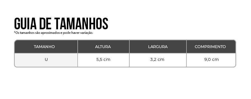  tabela de medidas Chaveiro Converse