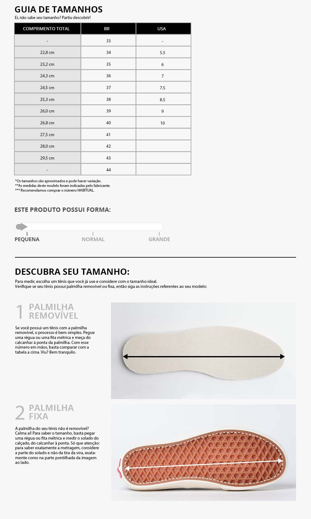 tabela de medidas Nike Feminino