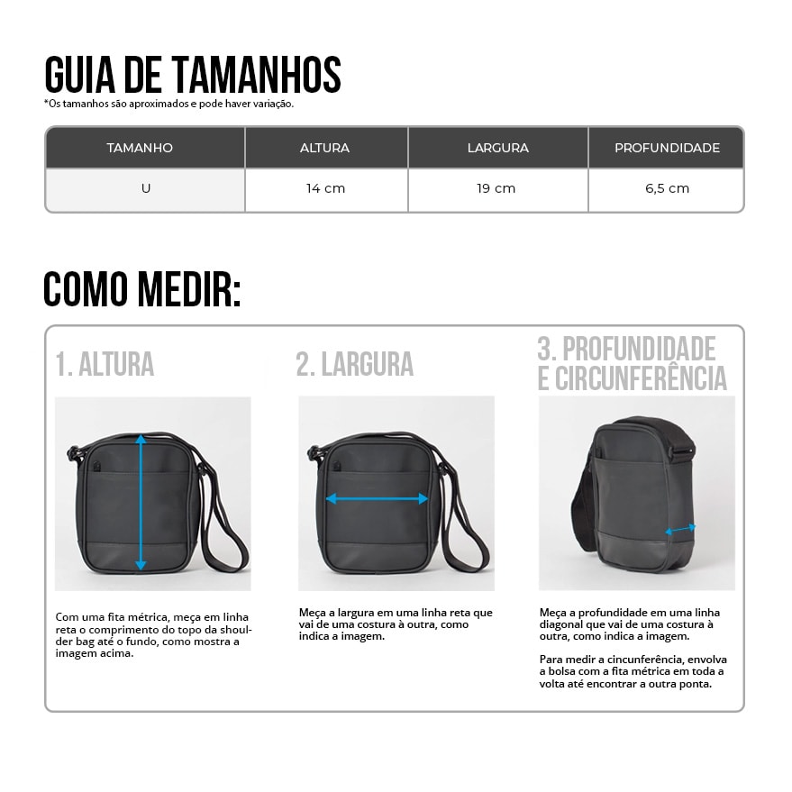 Medidas da bolsa vans